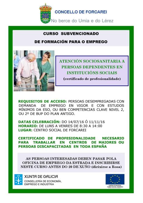 Curso de Atención sociosanitaria a persoas dependentes Curso de Atención sociosanitaria a persoas dependentes